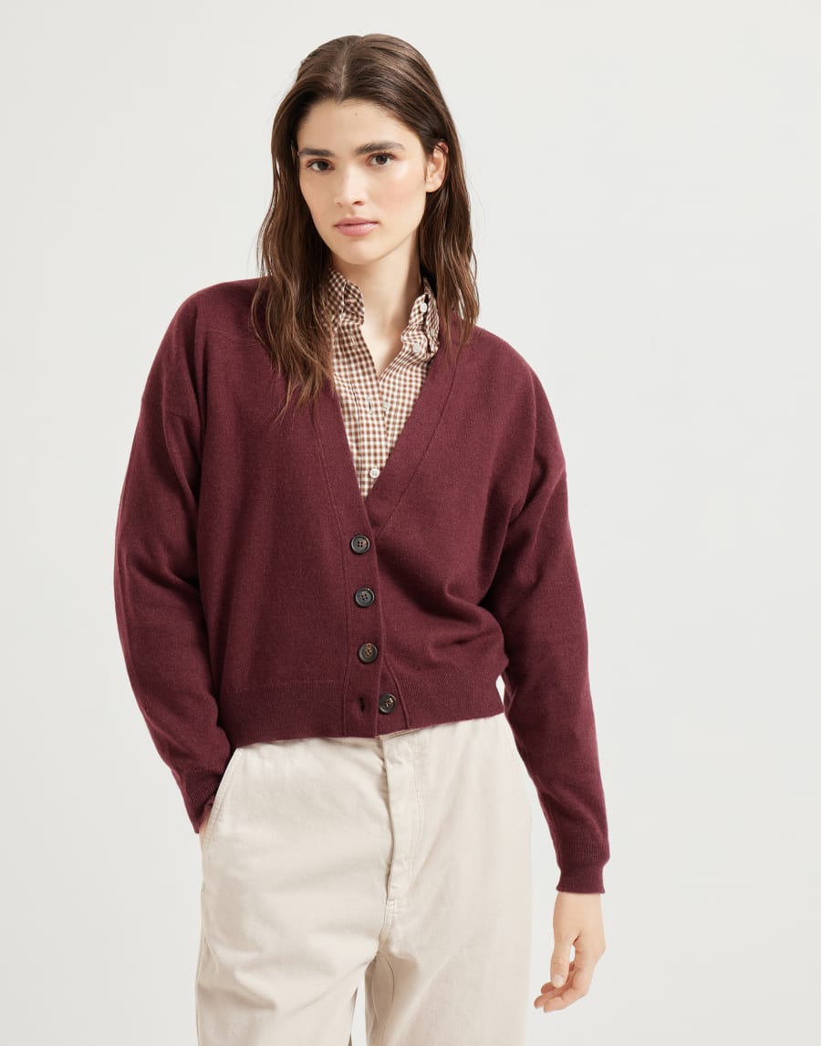 Cashmere cardigan Amaranth Woman - Brunello Cucinelli