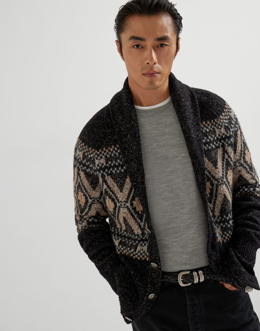 Lightweight sweater with patches Light Grey Man - Brunello Cucinelli