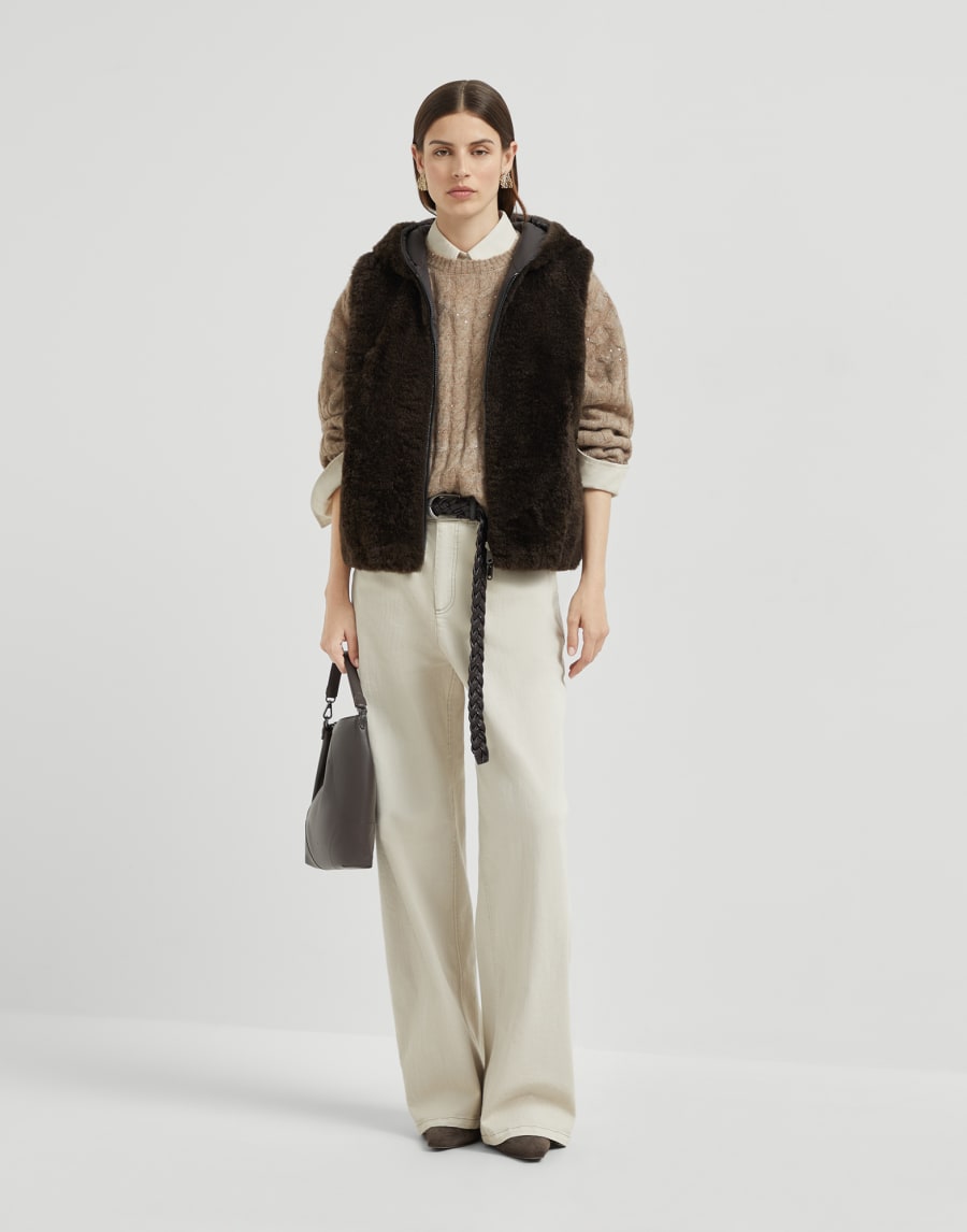 Cashmere shearling vest Rust Brown Woman - Brunello Cucinelli