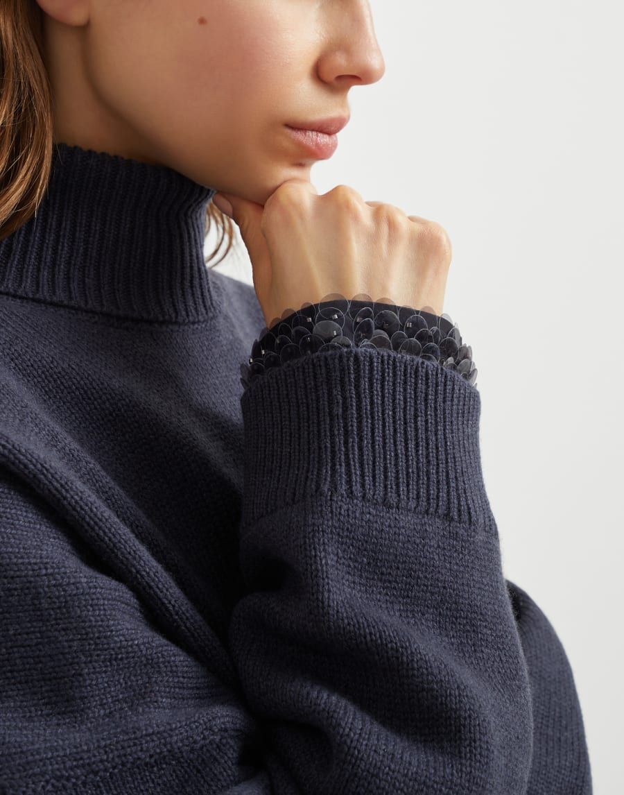 Virgin wool, cashmere and silk sweater Navy Blue Woman - Brunello Cucinelli