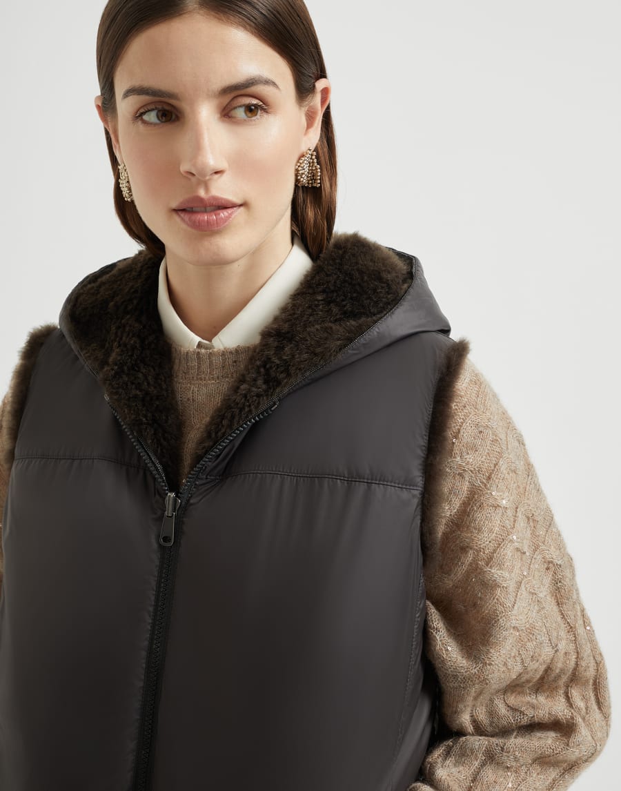 Cashmere shearling vest Rust Brown Woman - Brunello Cucinelli