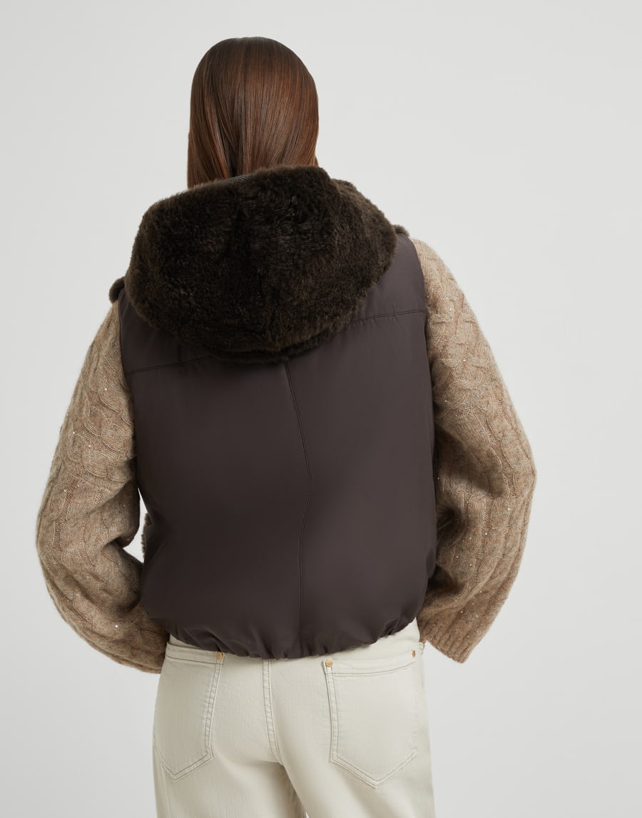 Cashmere shearling vest Rust Brown Woman - Brunello Cucinelli