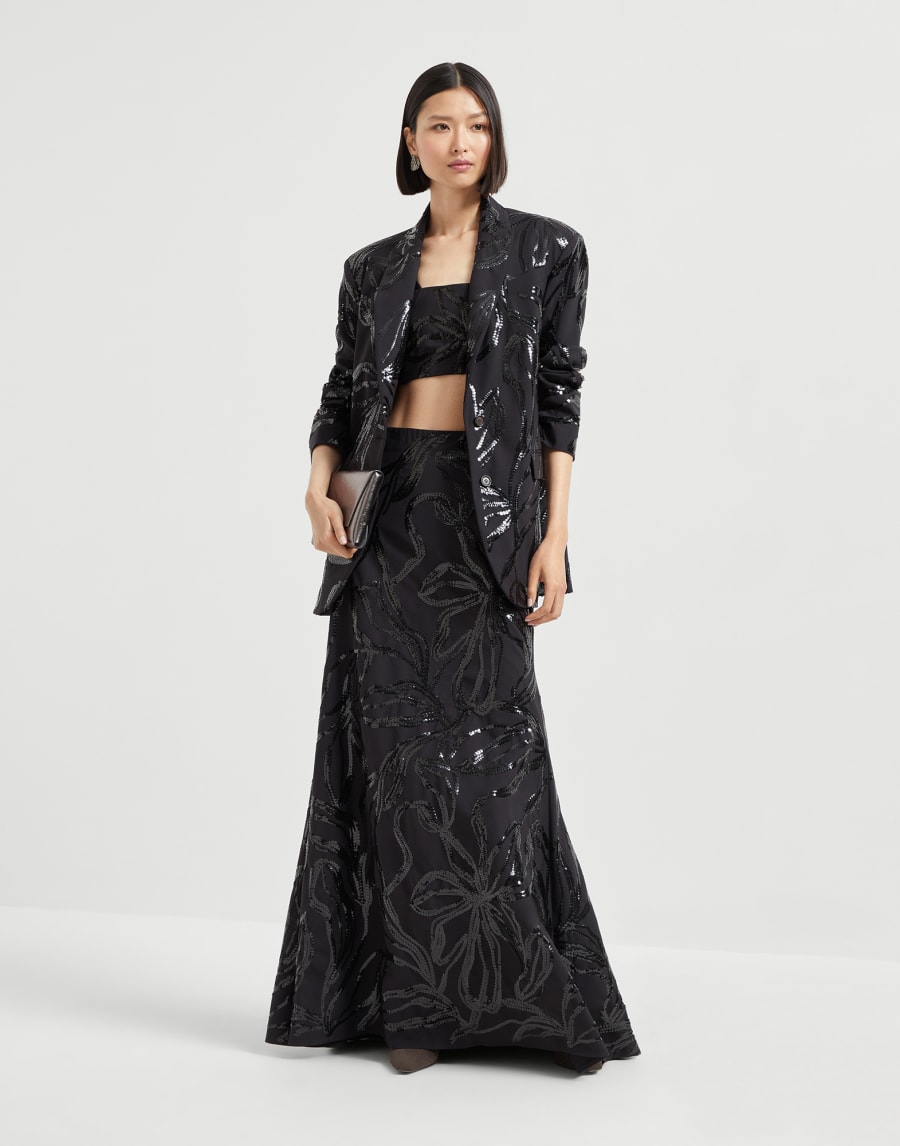Skirt with dazzling floral embroidery Black Woman - Brunello Cucinelli