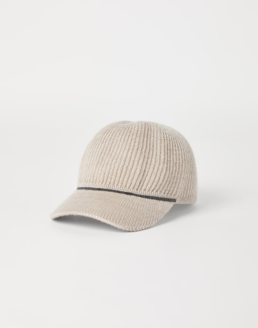 Sparkling baseball cap with monili Cool Beige Woman - Brunello Cucinelli
