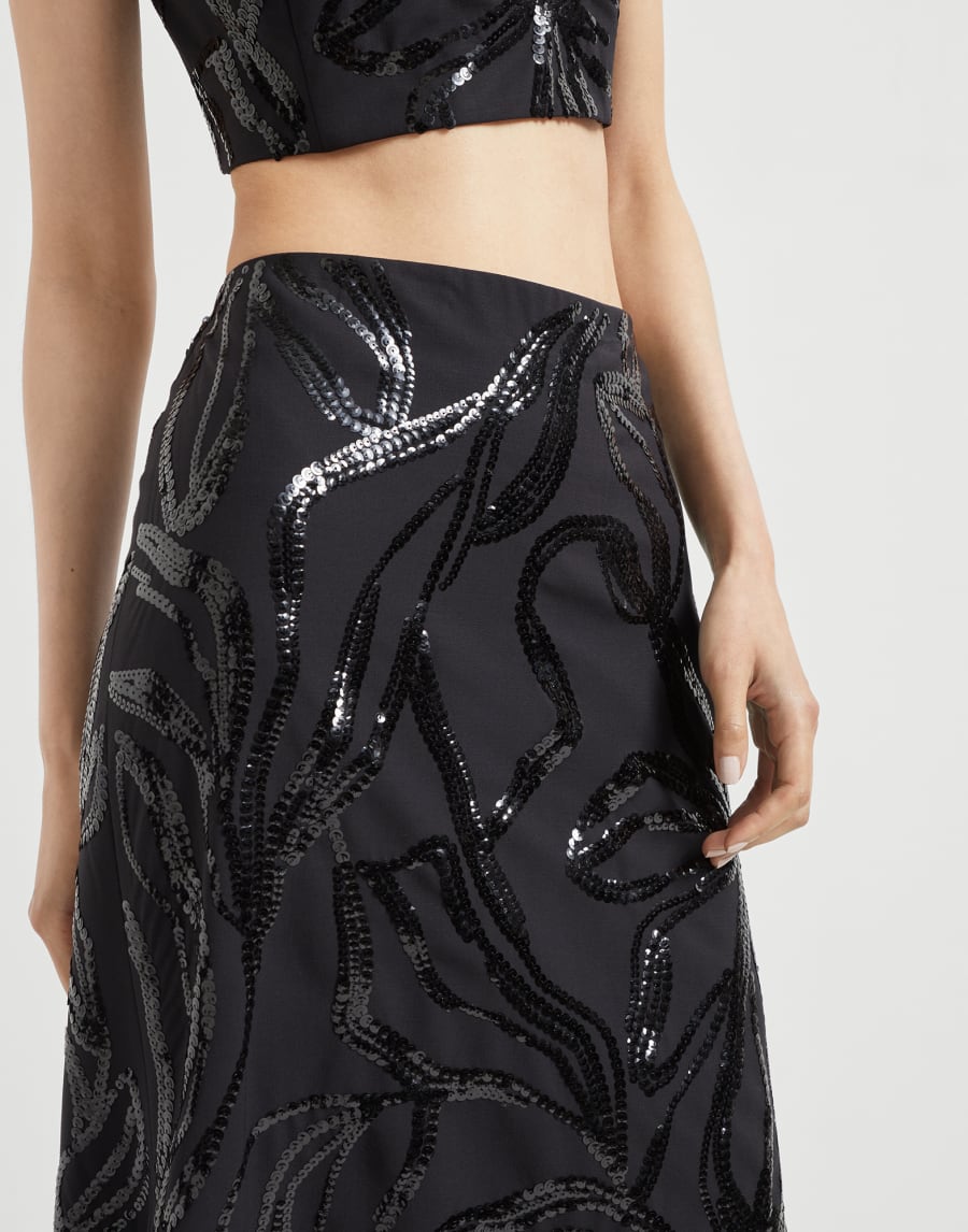 Skirt with dazzling floral embroidery Black Woman - Brunello Cucinelli