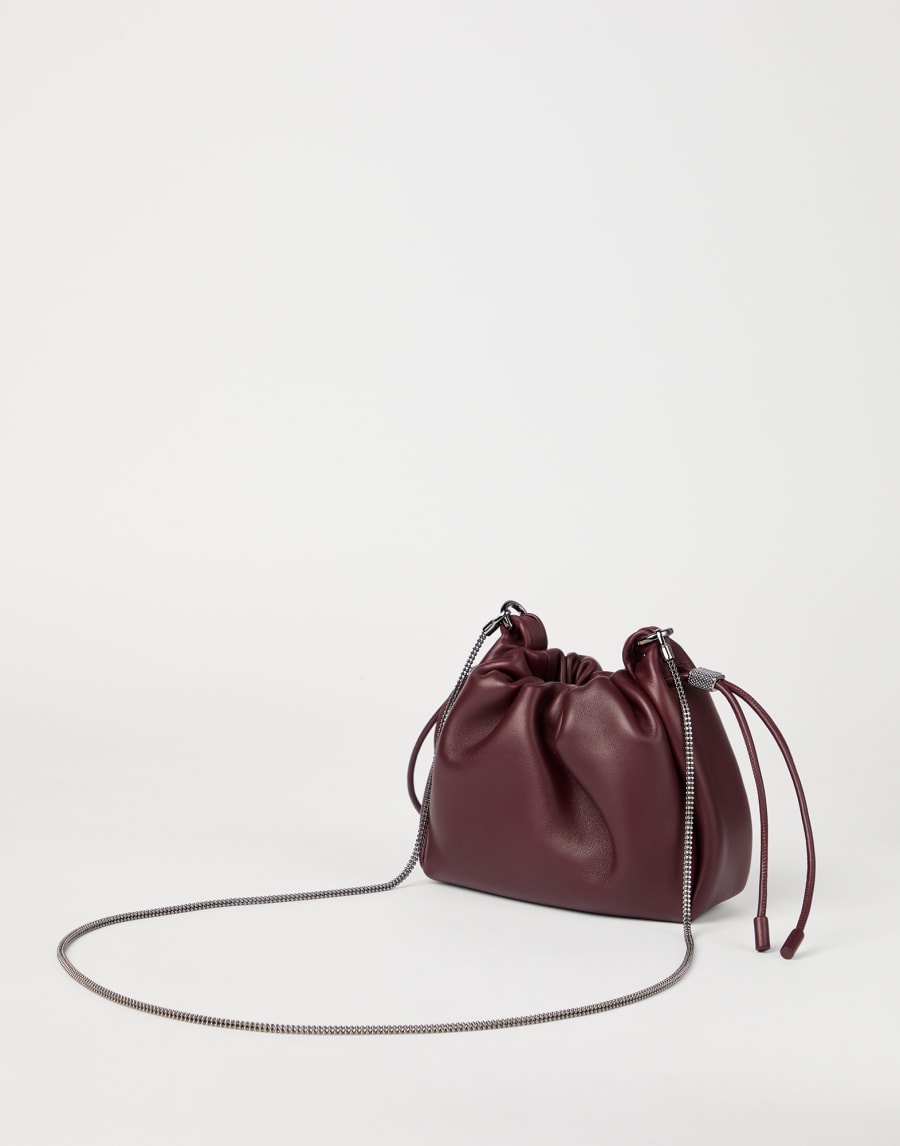 Soft leather mini Mellow Bucket bag Amaranth Woman - Brunello Cucinelli