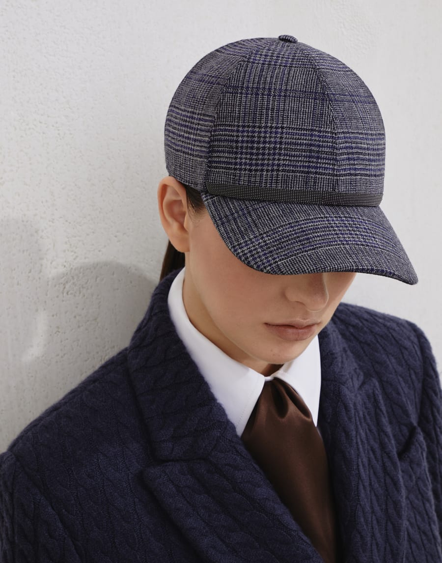 威尔士格纹篮球帽 灰色 女款 - Brunello Cucinelli