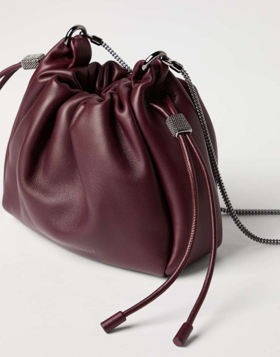 Soft leather mini Mellow Bucket bag Amaranth Woman - Brunello Cucinelli