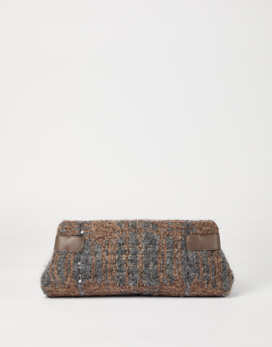 Sac Pouch Essence broderie brillante Marron Femme - Brunello Cucinelli