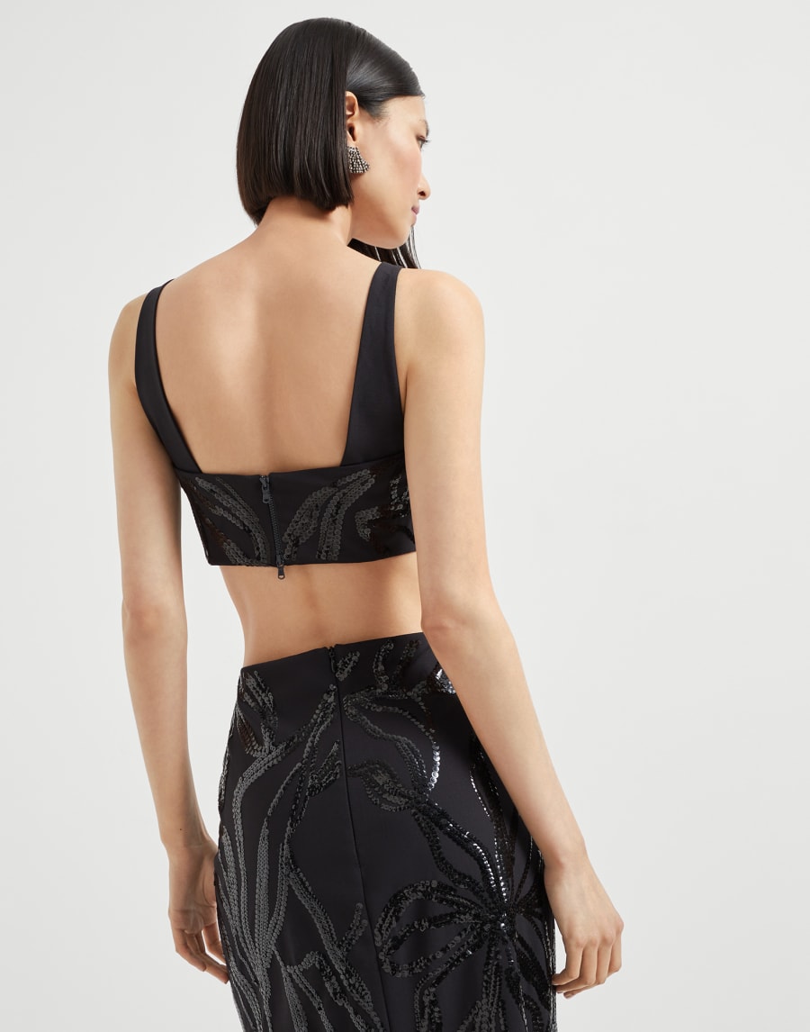 Top with dazzling floral embroidery Black Woman - Brunello Cucinelli