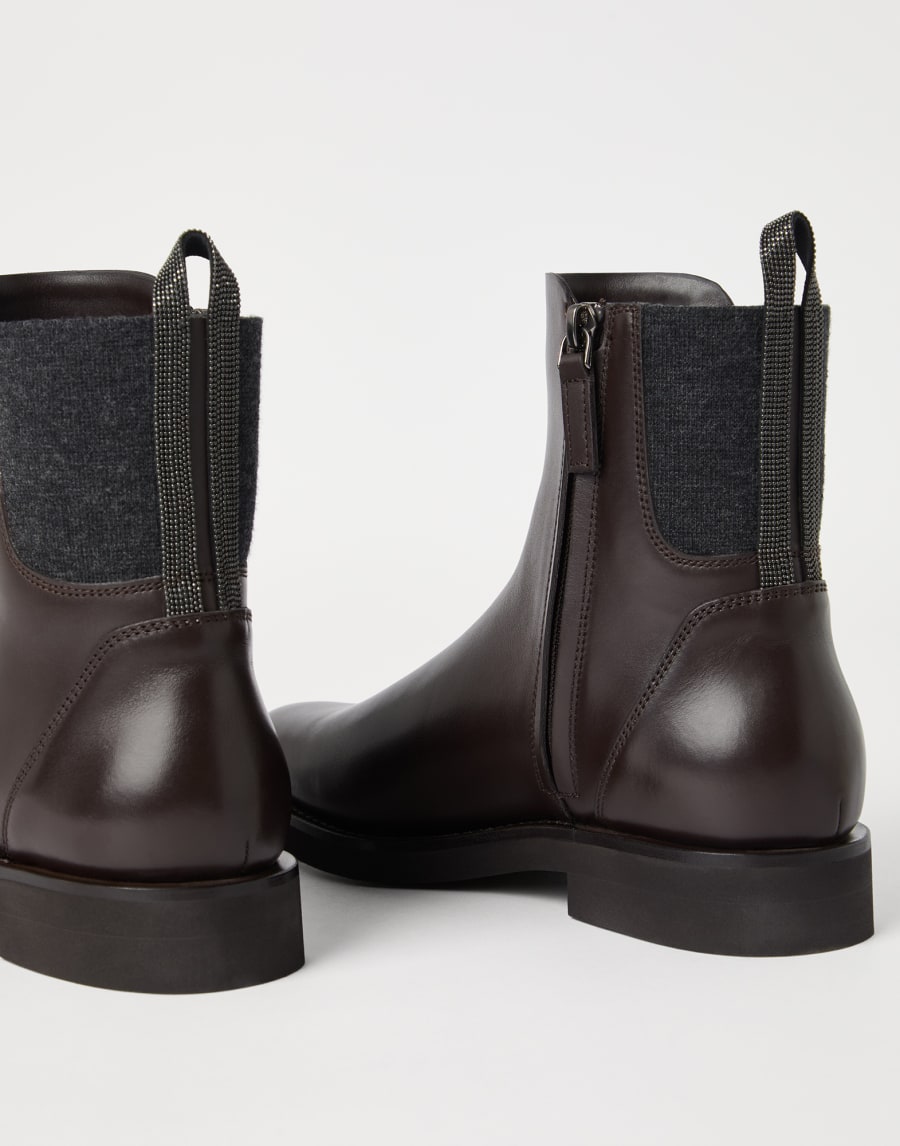 Botines Chelsea en piel de becerro mate Marrón Mujer - Brunello Cucinelli