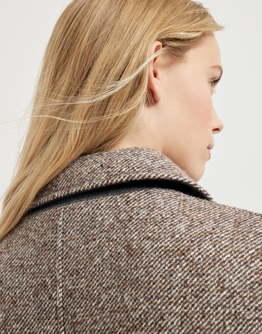 Mélange diagonal coat Light Brown Woman - Brunello Cucinelli