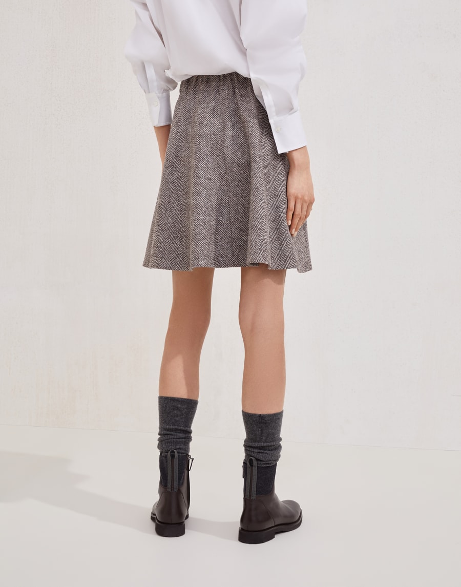 Chevron tweed circle miniskirt Light Brown Woman - Brunello Cucinelli