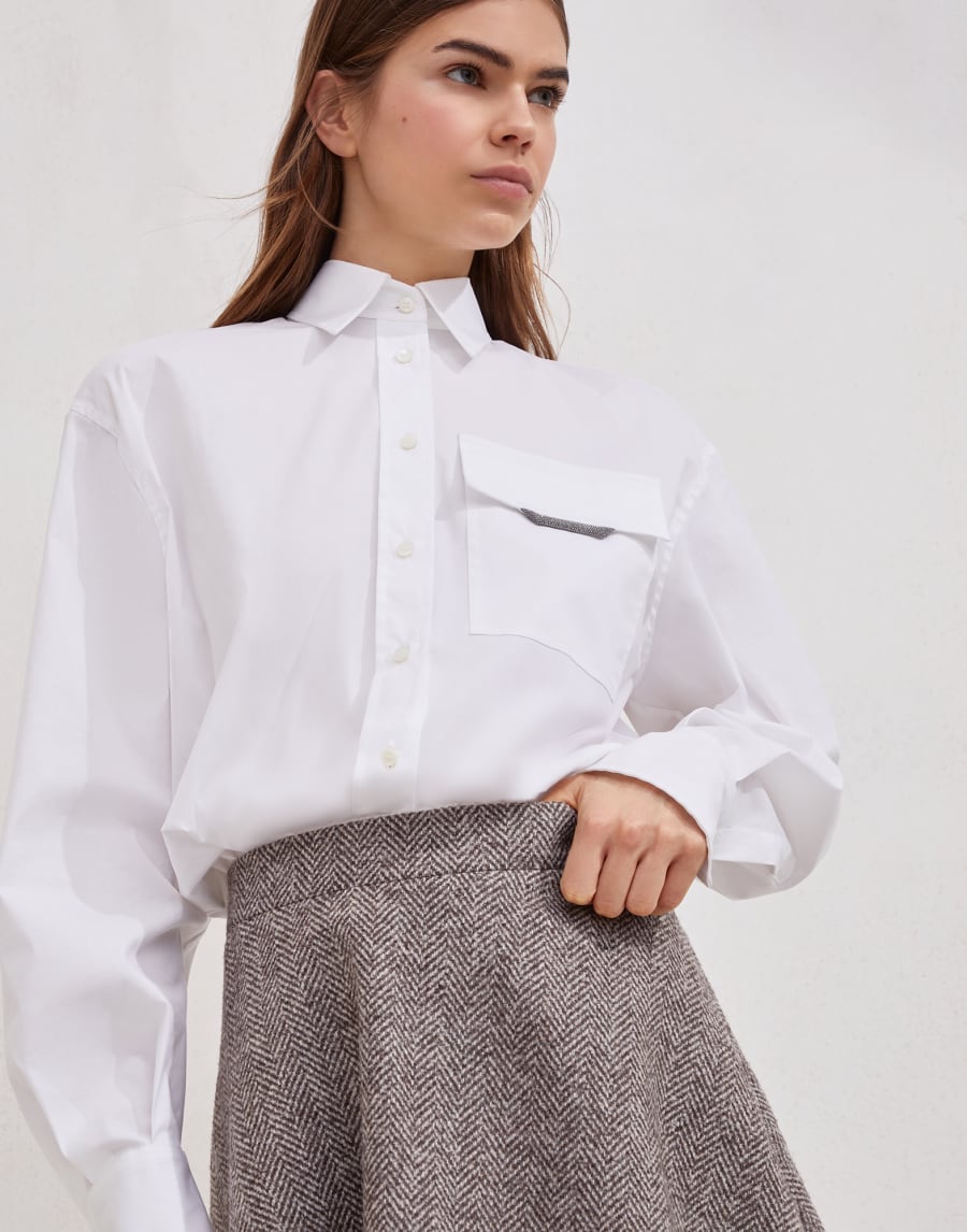 Circle-Minirock aus Fischgrat-Tweed Hellbraun Damen - Brunello Cucinelli