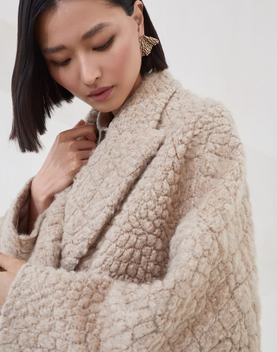 Coat with dazzling croc motif Camel Woman - Brunello Cucinelli