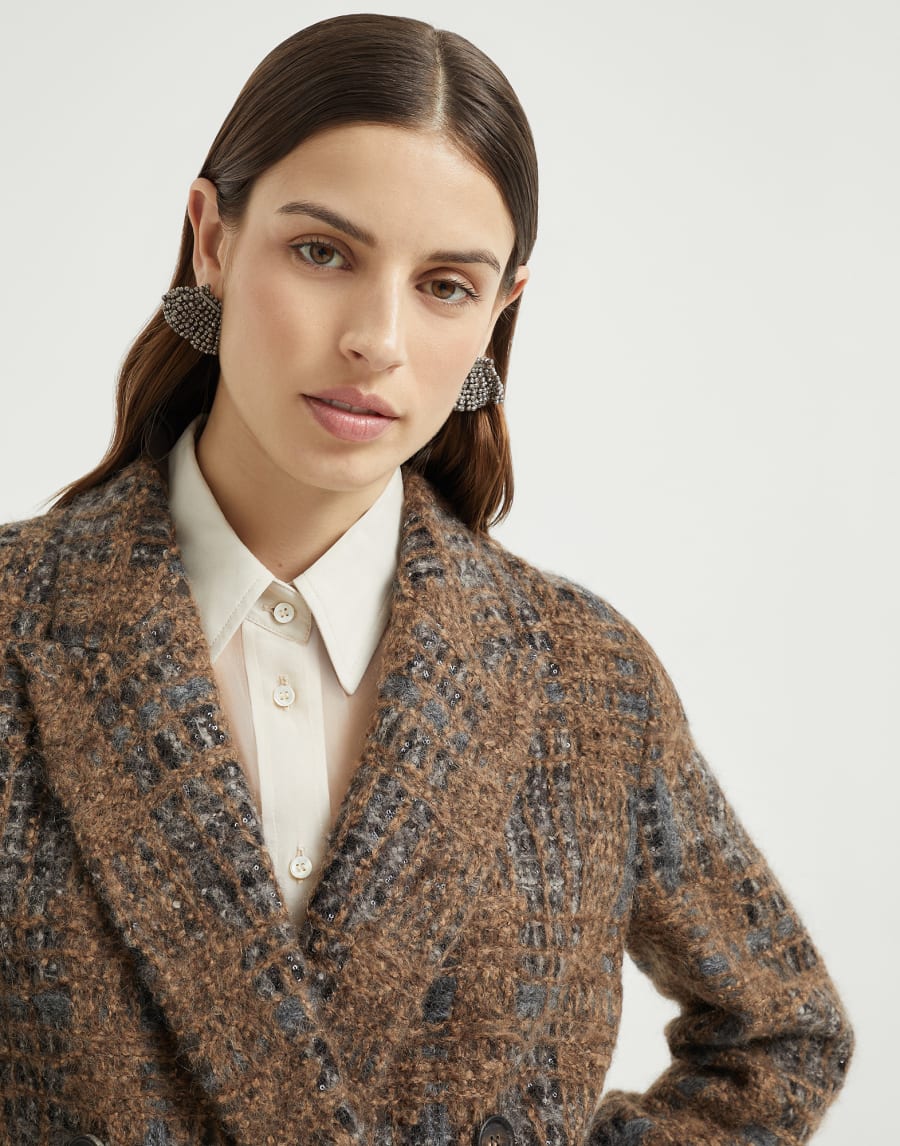 Blazer with Prince of Wales Embroidery Multicoloured Woman - Brunello Cucinelli