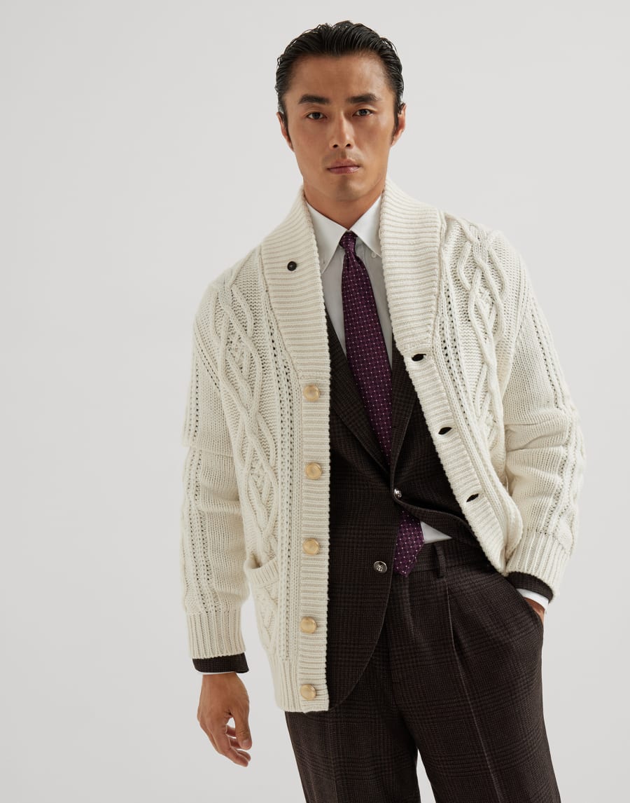 Cardigan a treccia Panama Uomo - Brunello Cucinelli