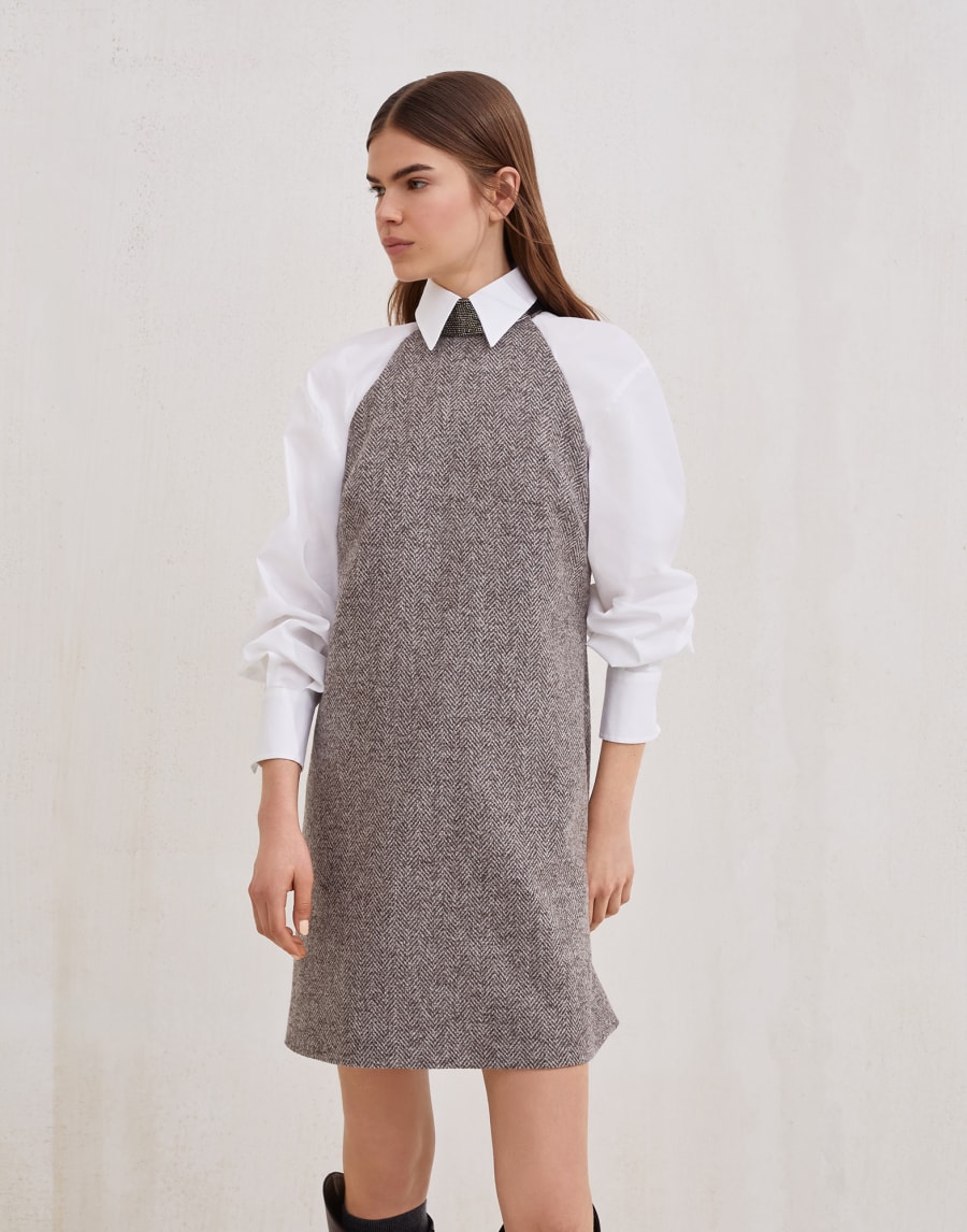 モニーレ付き ツイード ドレス ライトブラウン レディース - Brunello Cucinelli