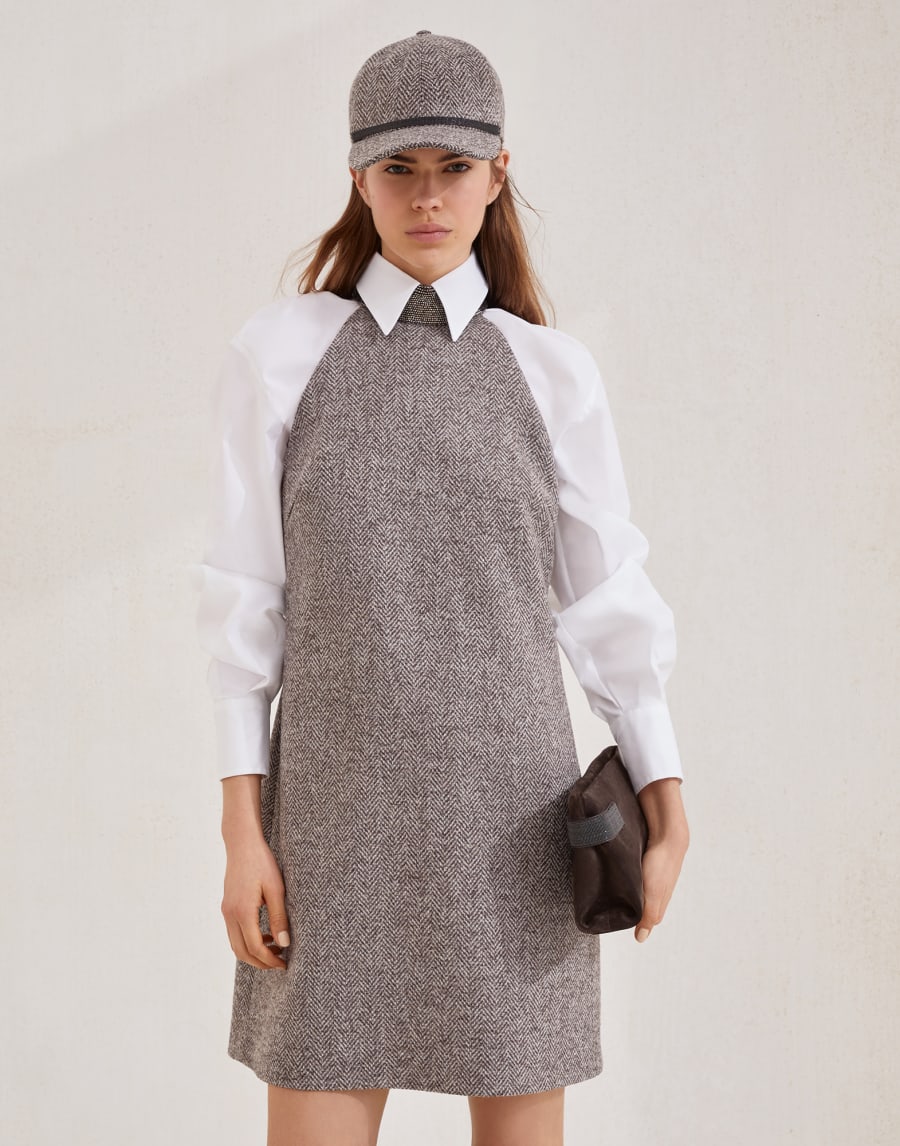 モニーレ付き ツイード ドレス ライトブラウン レディース - Brunello Cucinelli