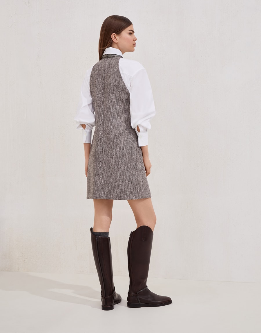 Vestido en tweed con Monile Marrón Claro Mujer - Brunello Cucinelli