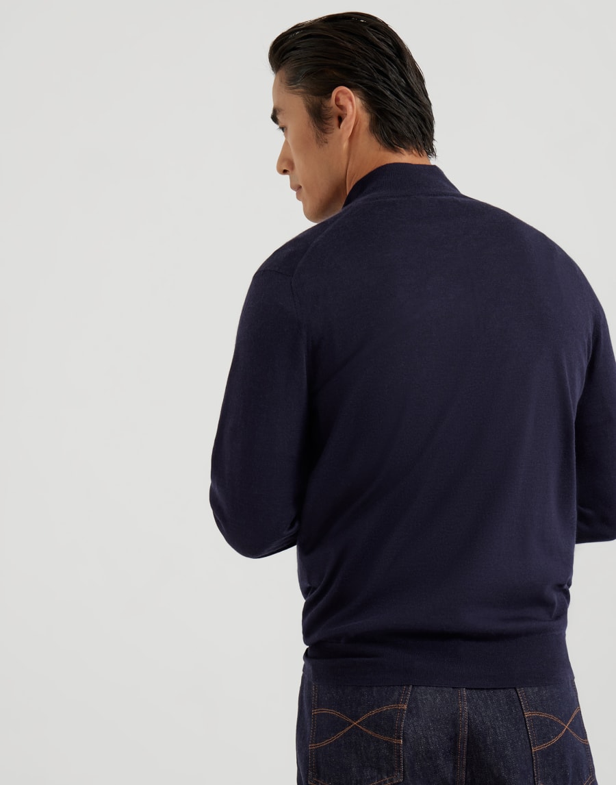 Maglia leggera con zip Blu Navy Uomo - Brunello Cucinelli