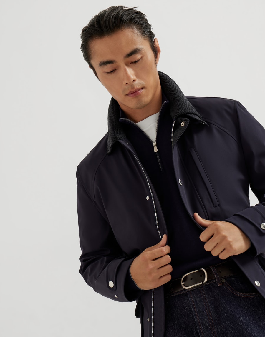 Lightweight sweater with zipper Navy Blue Man - Brunello Cucinelli