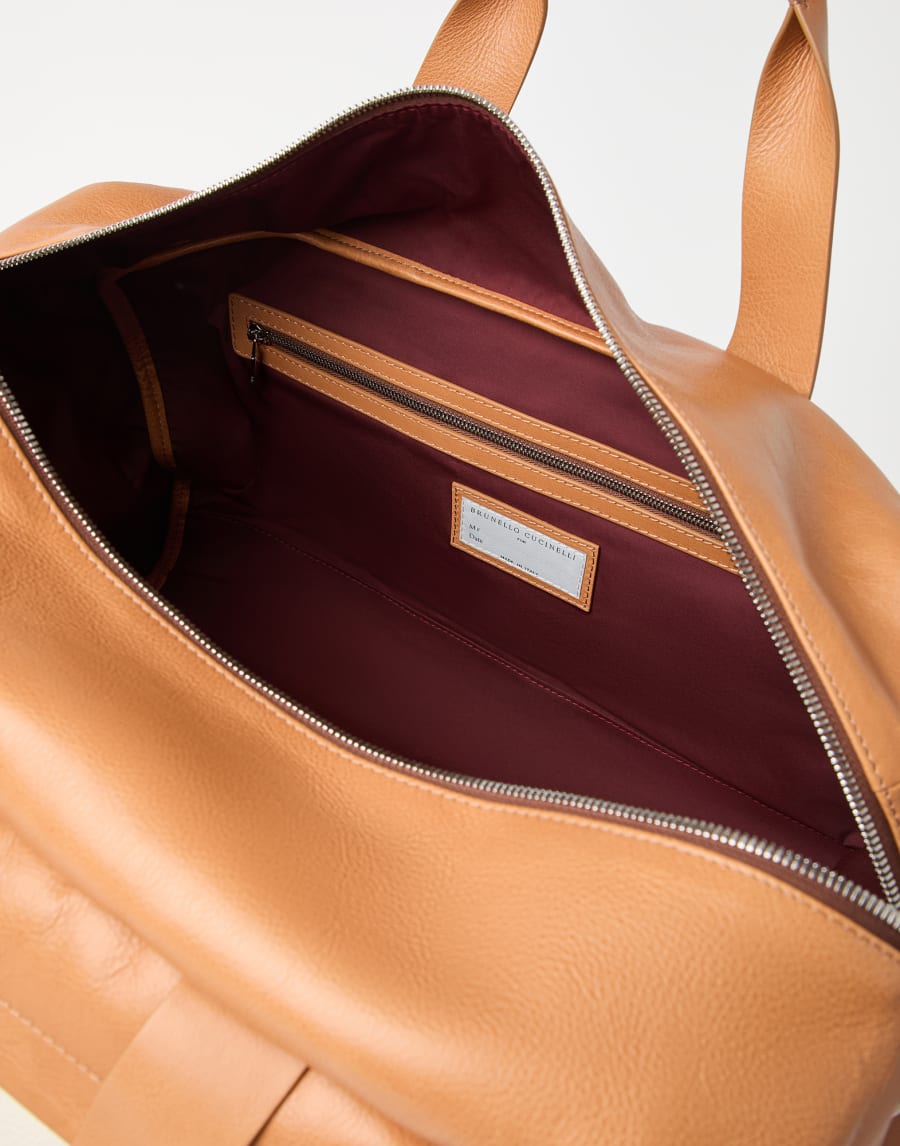 Grained calfskin active bag Ivory Man - Brunello Cucinelli