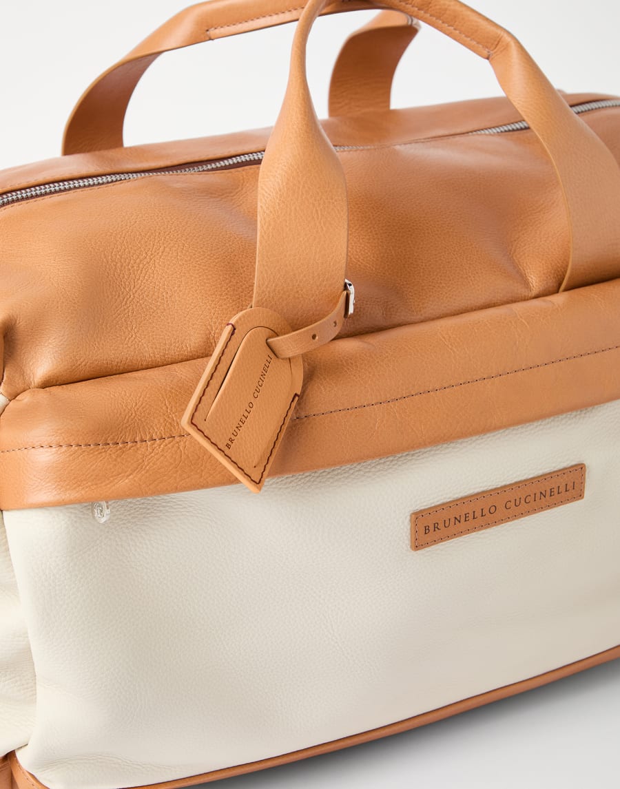 Grained calfskin active bag Ivory Man - Brunello Cucinelli