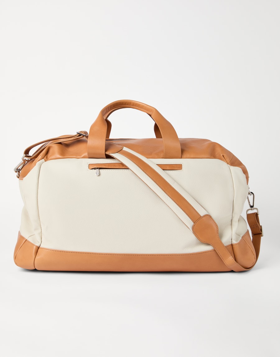 Grained calfskin active bag Ivory Man - Brunello Cucinelli