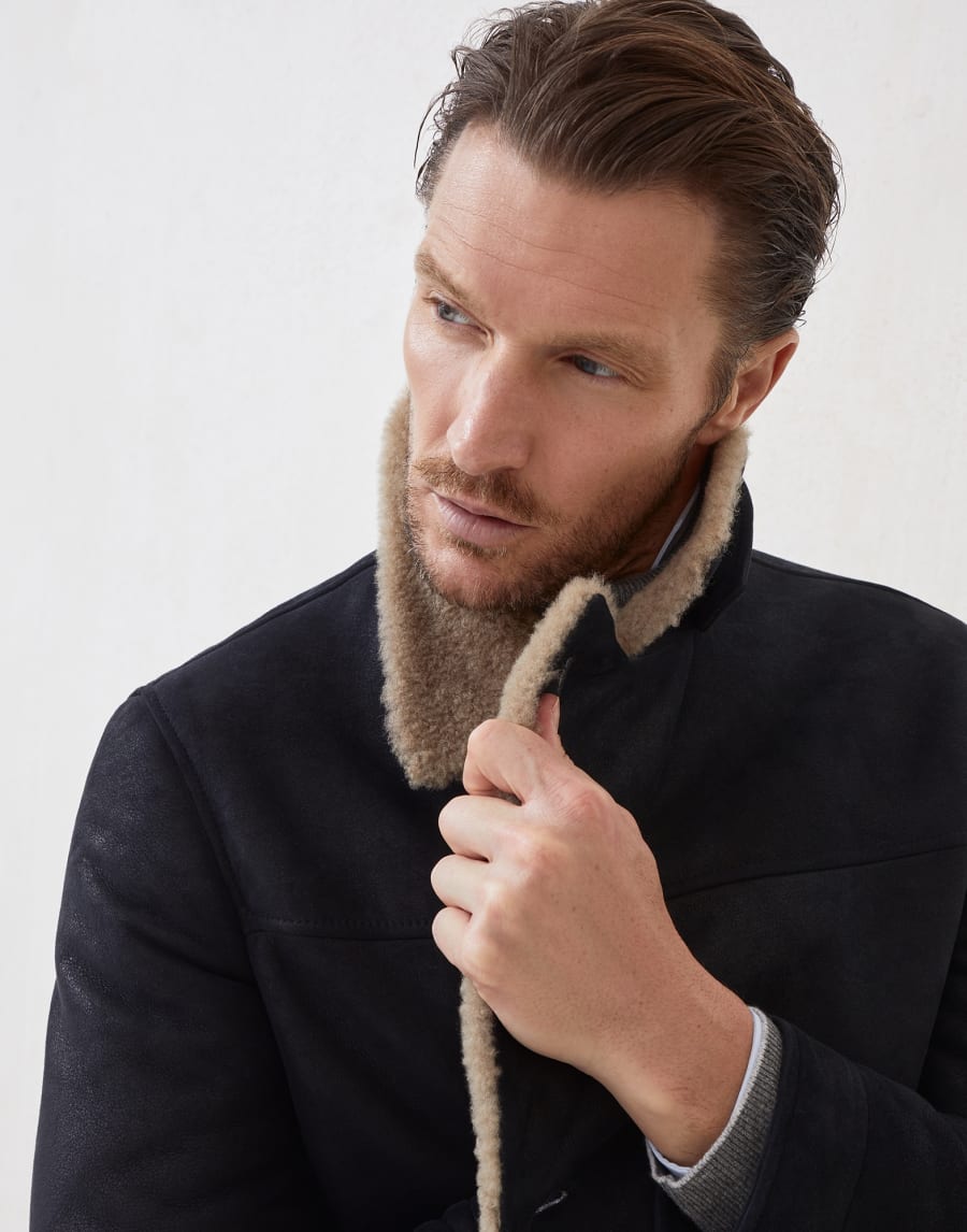 Giubbino in shearling Nero Uomo - Brunello Cucinelli