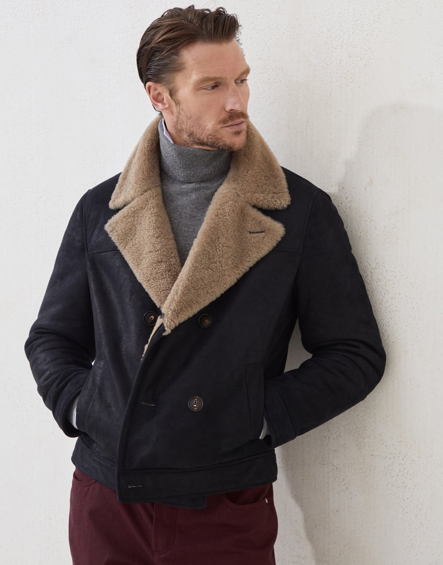Giubbino in shearling Nero Uomo - Brunello Cucinelli