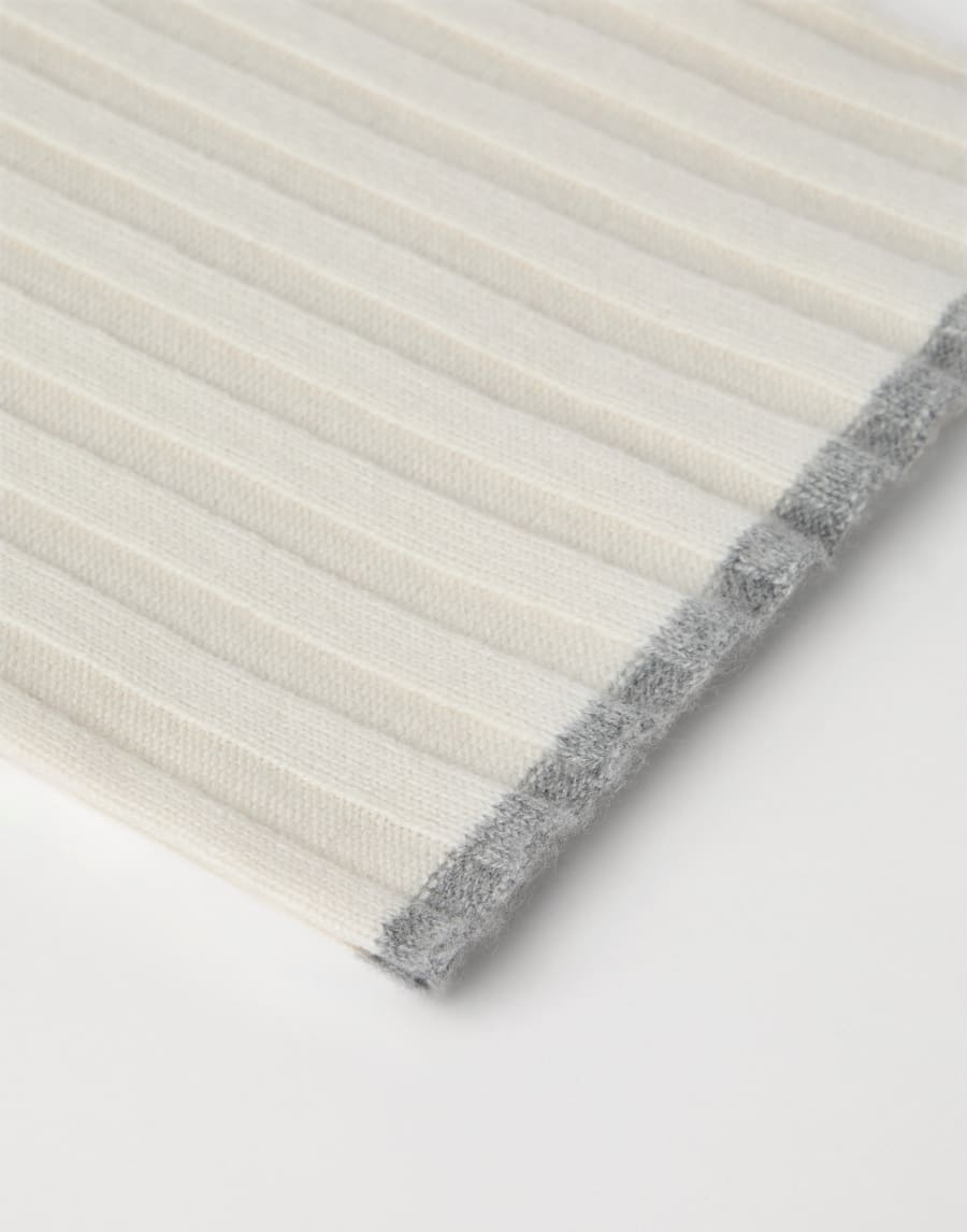 Rib knit scarf Ecru Man - Brunello Cucinelli