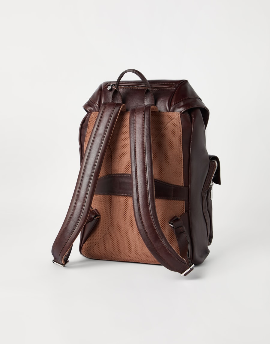 Calfskin leisure backpack Burgundy Man - Brunello Cucinelli
