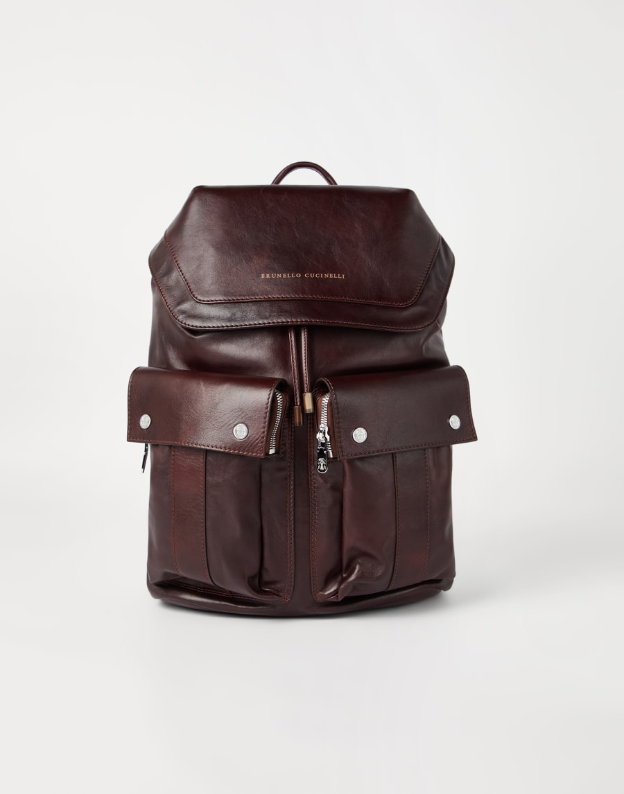 Рюкзак Leisure из телячьей кожи Бургунди Мужчина - Brunello Cucinelli