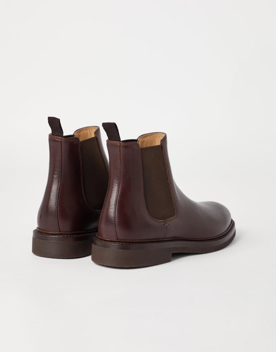 Calfskin Chelsea boots Dark Amber Smoke Man - Brunello Cucinelli