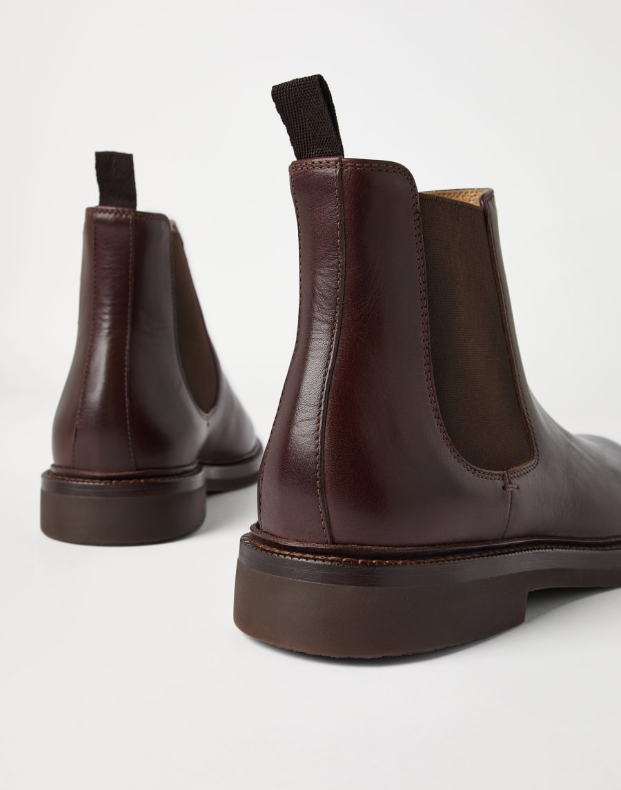 Calfskin Chelsea boots Dark Amber Smoke Man - Brunello Cucinelli