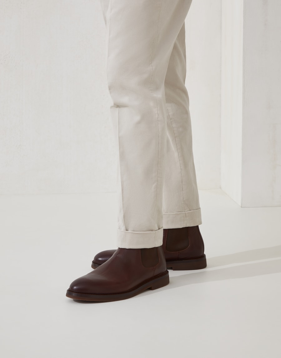 Calfskin Chelsea boots Dark Amber Smoke Man - Brunello Cucinelli