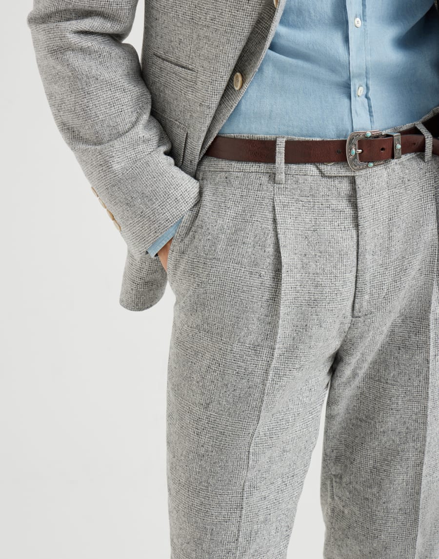 Prince of Wales trousers Light Grey Man - Brunello Cucinelli