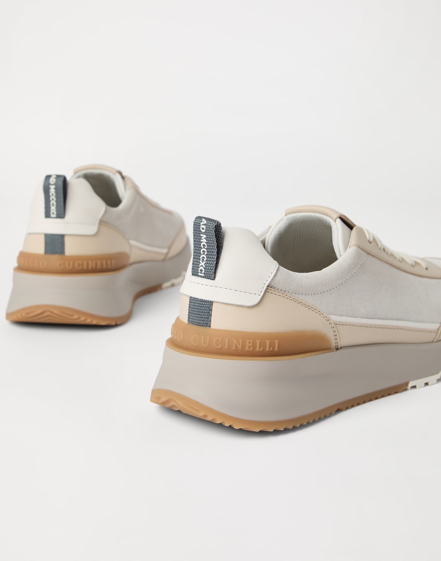 Suede and calfskin runners Chalk Man - Brunello Cucinelli
