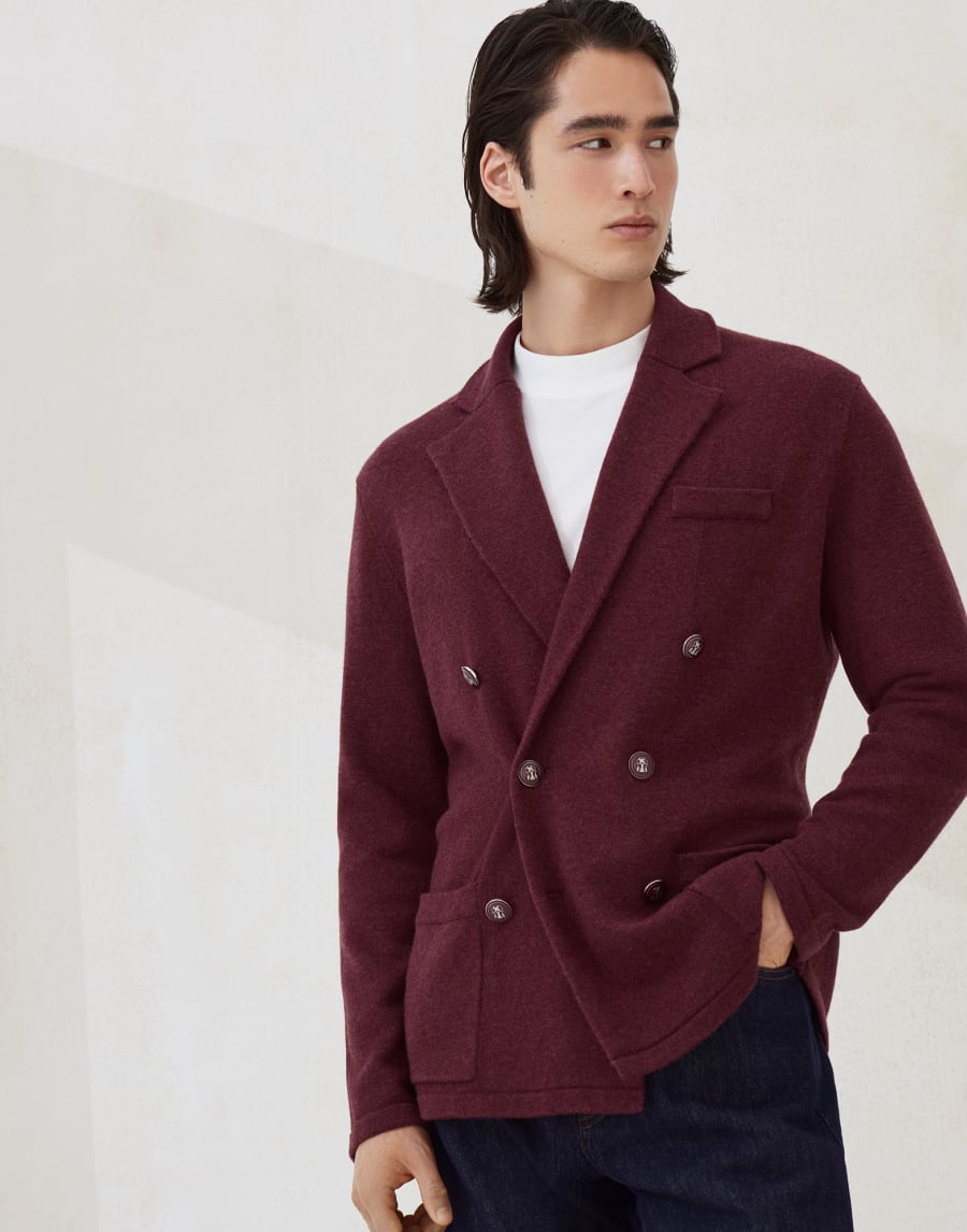 Jacket-style cardigan Burgundy Man - Brunello Cucinelli