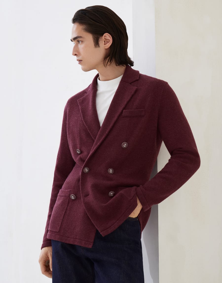 Cardigan stile giacca Burgundy Uomo - Brunello Cucinelli