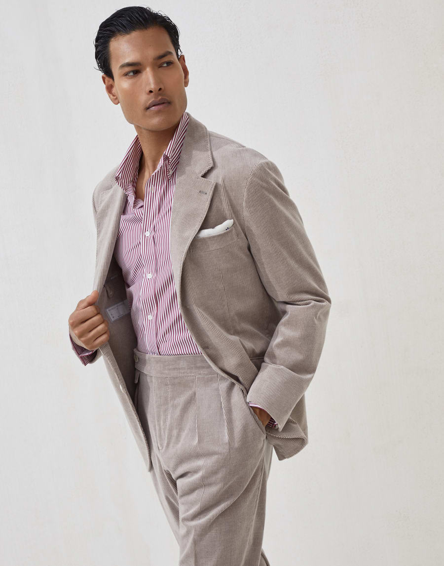 Camicia in popeline rigato Violetto Uomo - Brunello Cucinelli