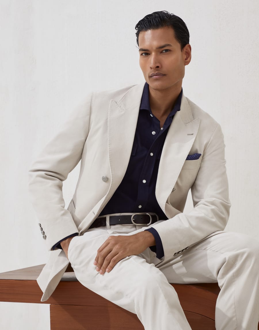 Shirt with snaps Navy Blue Man - Brunello Cucinelli