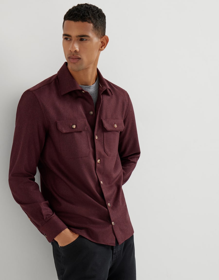 Surchemise en flanelle de laine vierge Amarante Homme - Brunello Cucinelli