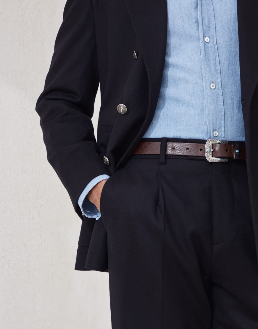 Flannel leisure fit trousers Black Man - Brunello Cucinelli