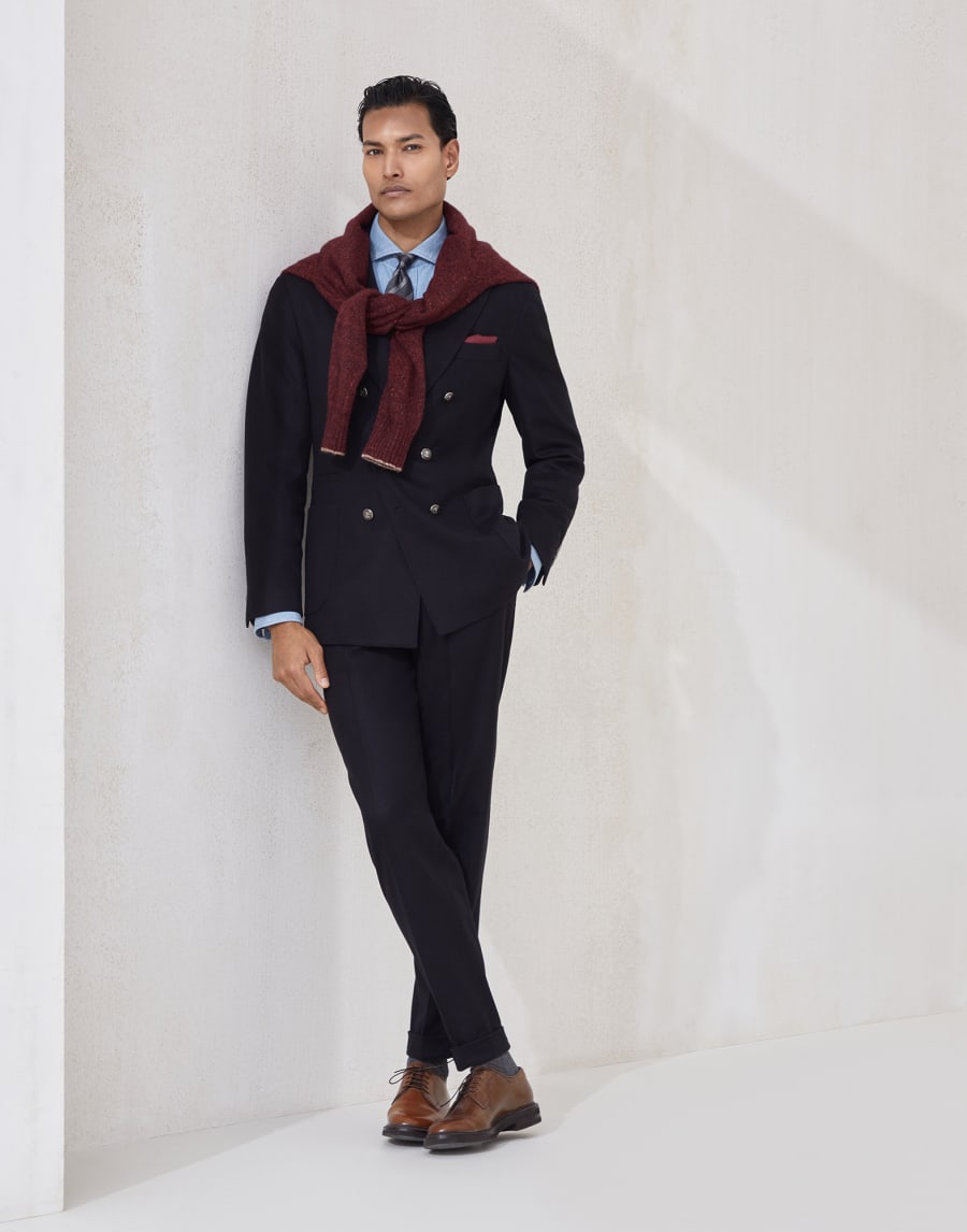 Flannel leisure fit trousers Black Man - Brunello Cucinelli