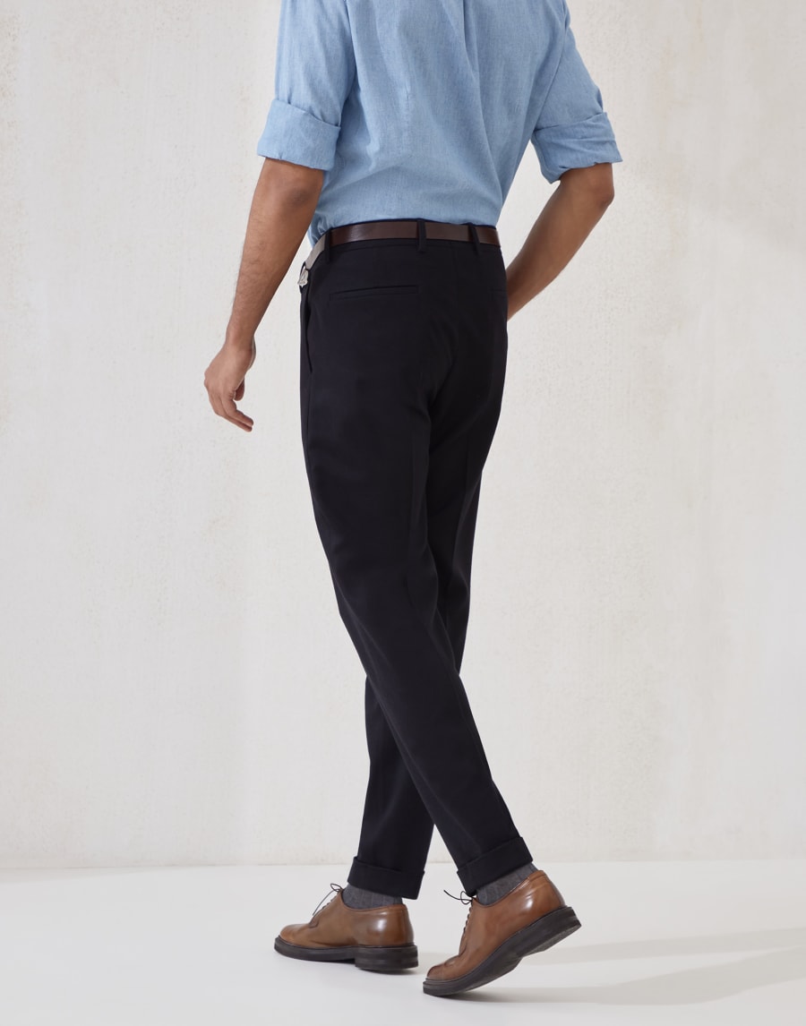 Flannel leisure fit trousers Black Man - Brunello Cucinelli