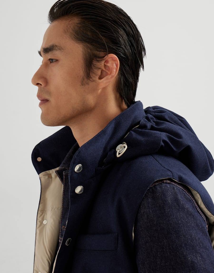 Piumino senza maniche in flanella Blu Uomo - Brunello Cucinelli