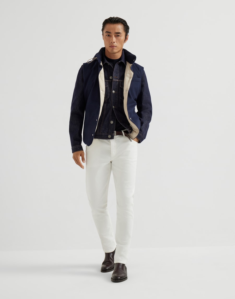 Piumino senza maniche in flanella Blu Uomo - Brunello Cucinelli