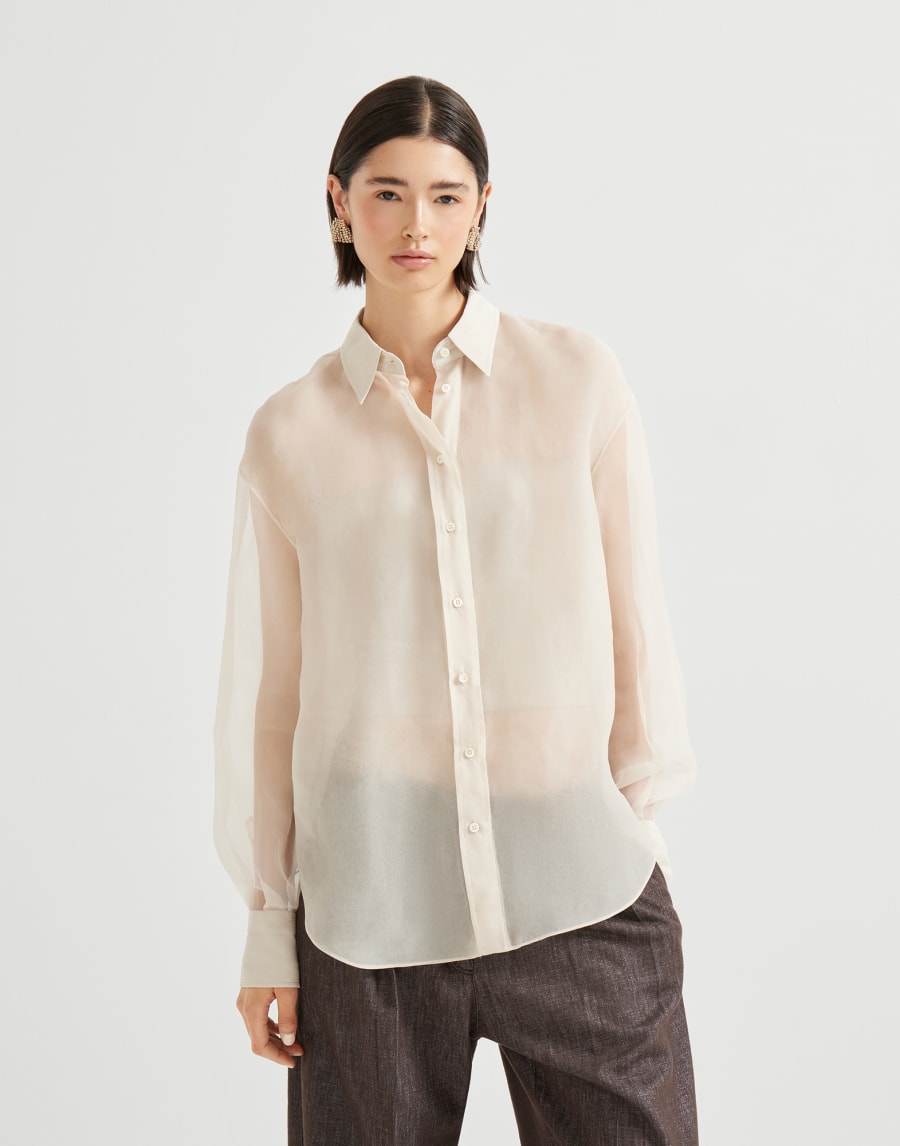 Crispy silk shirt Beige Silk Woman - Brunello Cucinelli